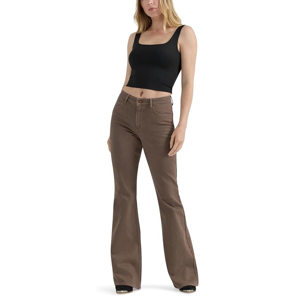 Wrangler‎ Women's 18/34x30 Fierce Flare Jeans Brown High Rise 112357605